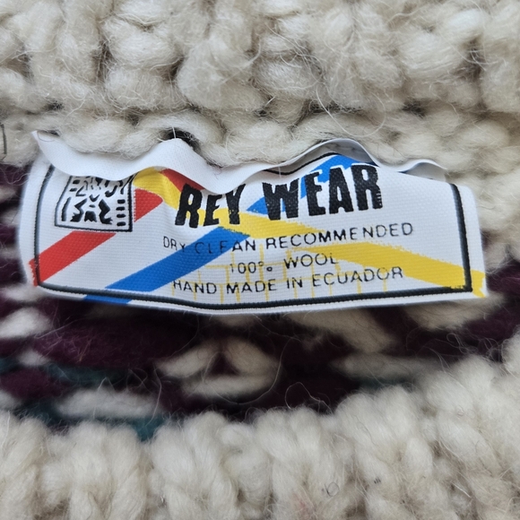 Rey Wear Handmade 100% Wool Chunky Knit Sweater Size XL Made in Ecuador - Picture 4 of 6